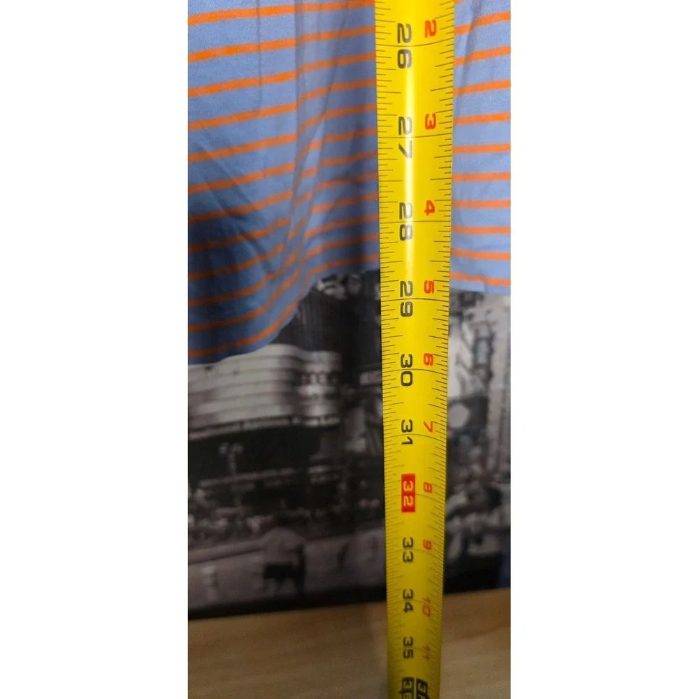 Vintage Polo Shirt Golf Ralph Lauren Mens Striped Blue & Orange Size L Cotton